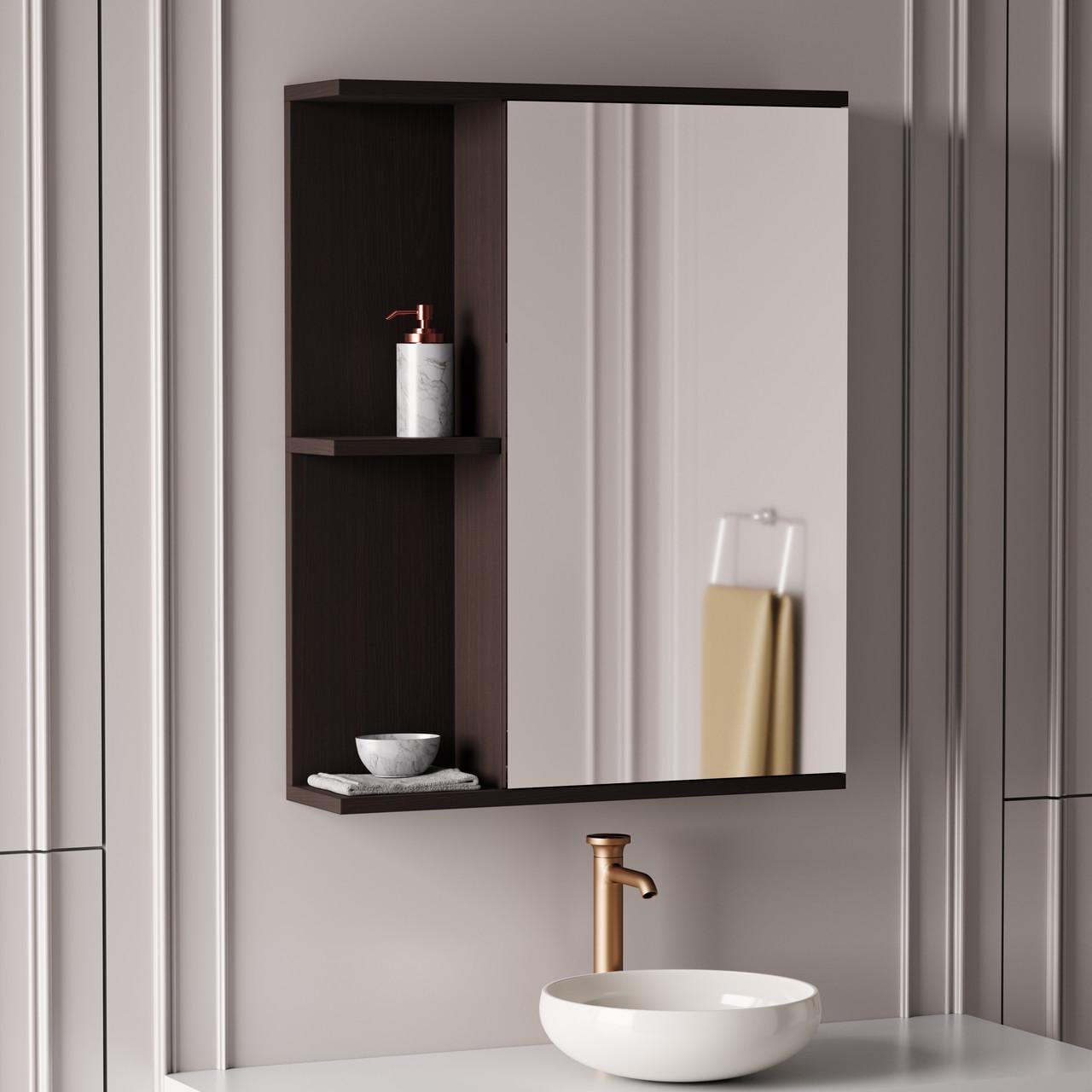 Зеркало в ванную комнату My Room VK-01 с полками 580x740x150 мм Венге (5737960858367456243)