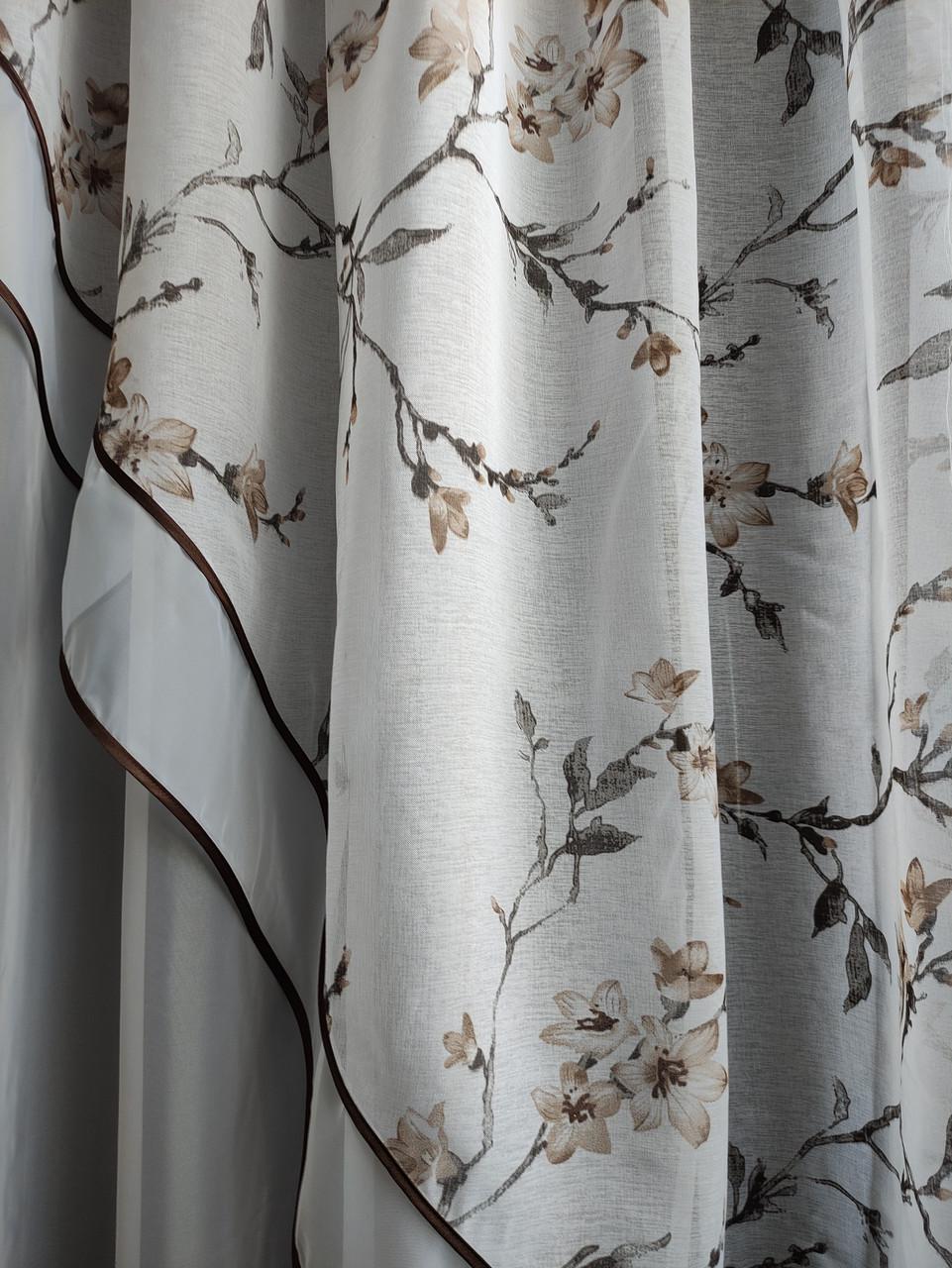 Занавески кухонные 4х1,8м Белый с коричневым - фото 3 Занавески кухонные 4х1,8м Белый с коричневым - фото 3