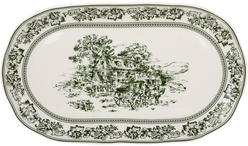 Набор фарфоровых овальных блюд Heritage Toile 35,5х20,5 см 2 шт. Зеленый