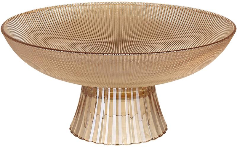 Стеклянная фруктовка Fleur 25х12 см на ноге стекло цвета амбер