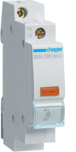 Индикатор LED Hager SVN123 230В 1 м модульная сигнальная лампа Желтый (3929)