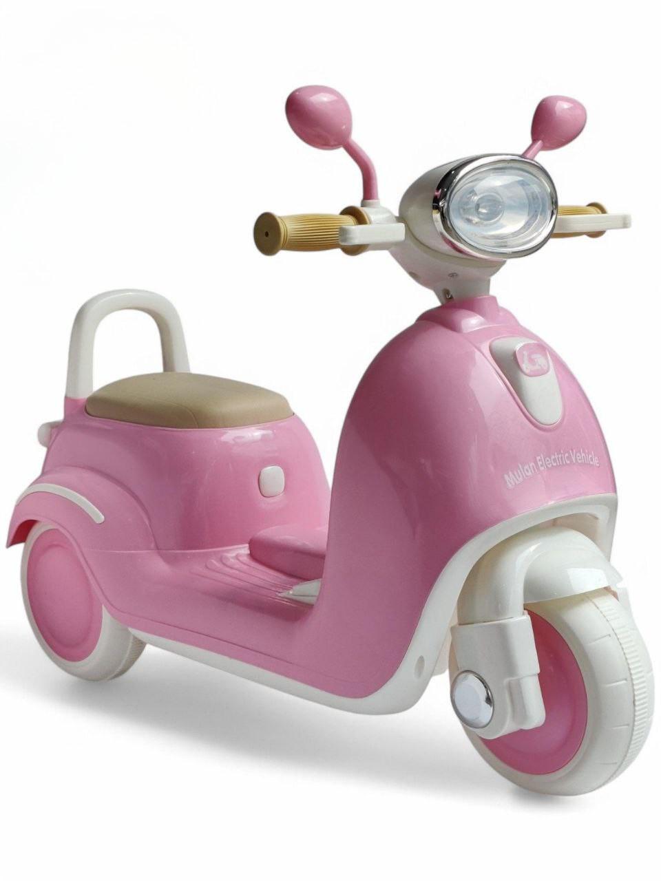 Мопед электрический трехколесный детский Mulan Electric Vehicle 208 с аккумулятором 6V/4,5Ah Розовый (208r-s2)