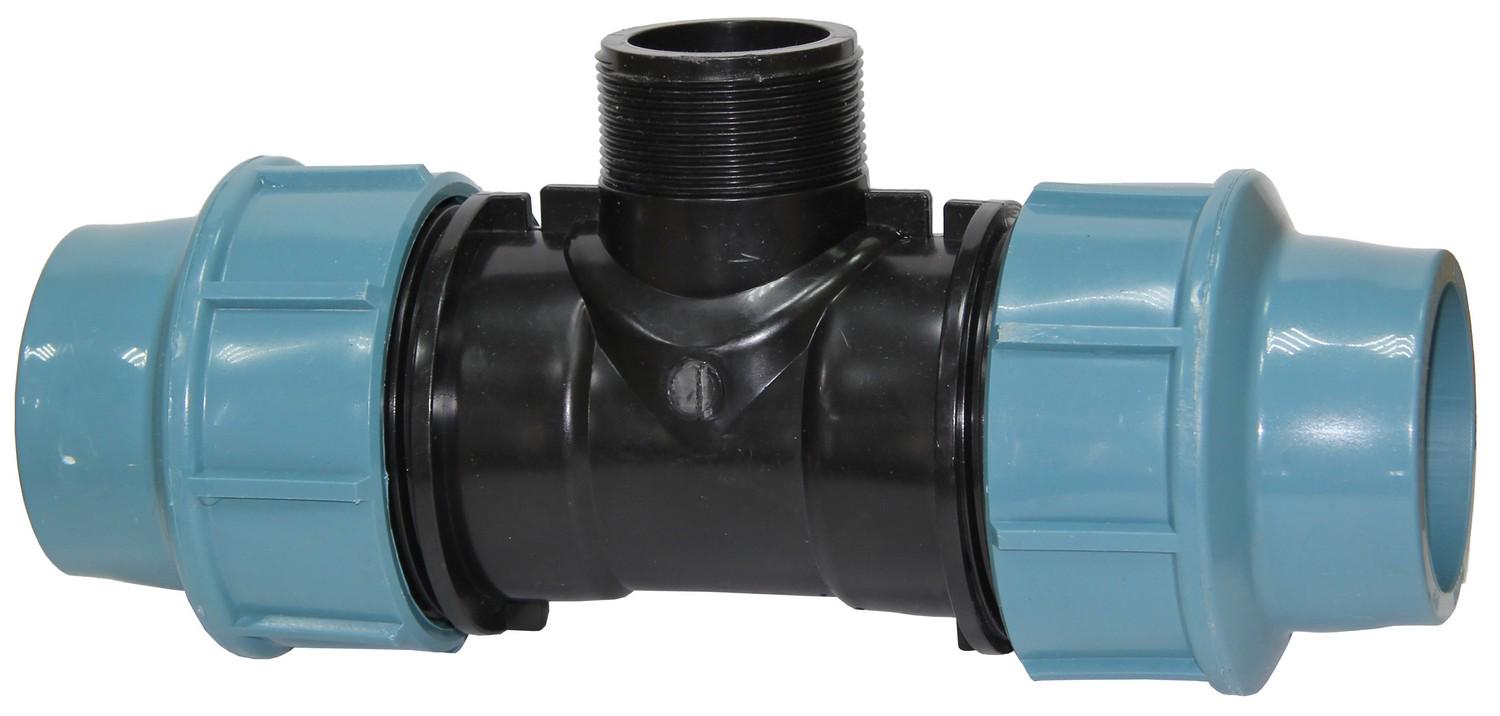 Трійник для поліетиленових труб Santan ТНР із зовнішньою різьбою 63x63 мм x 2" (AR3473)