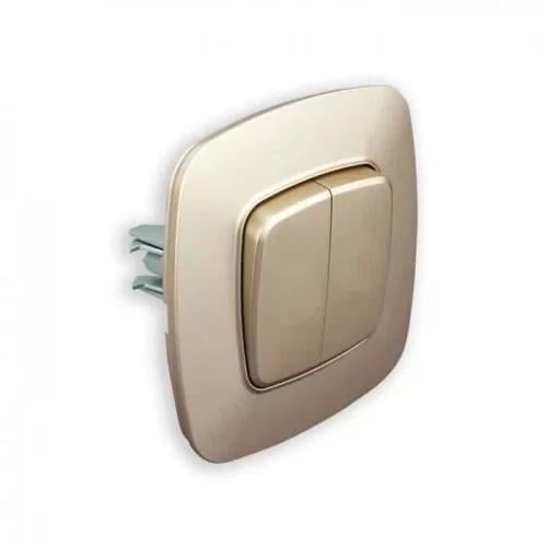 Выключатель встроенный двухклавишный HOROZ ELECTRIC ELA 10А 250V Золотой (112-007-0002-030) - фото 3