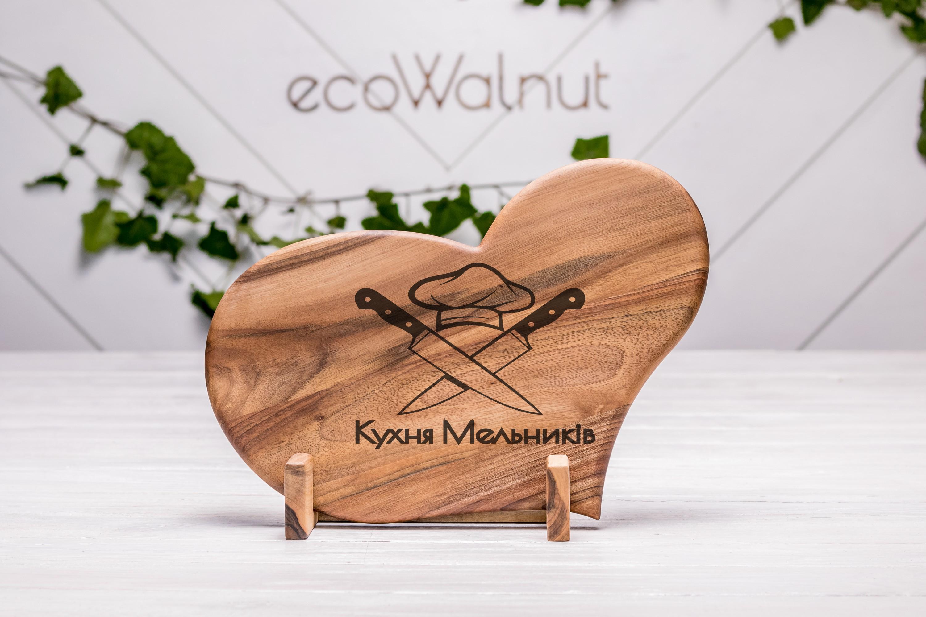 Доска кухонная EcoWalnut для нарезки овощей фруктов из дерева ореха с гравированием M (EK-3.1)