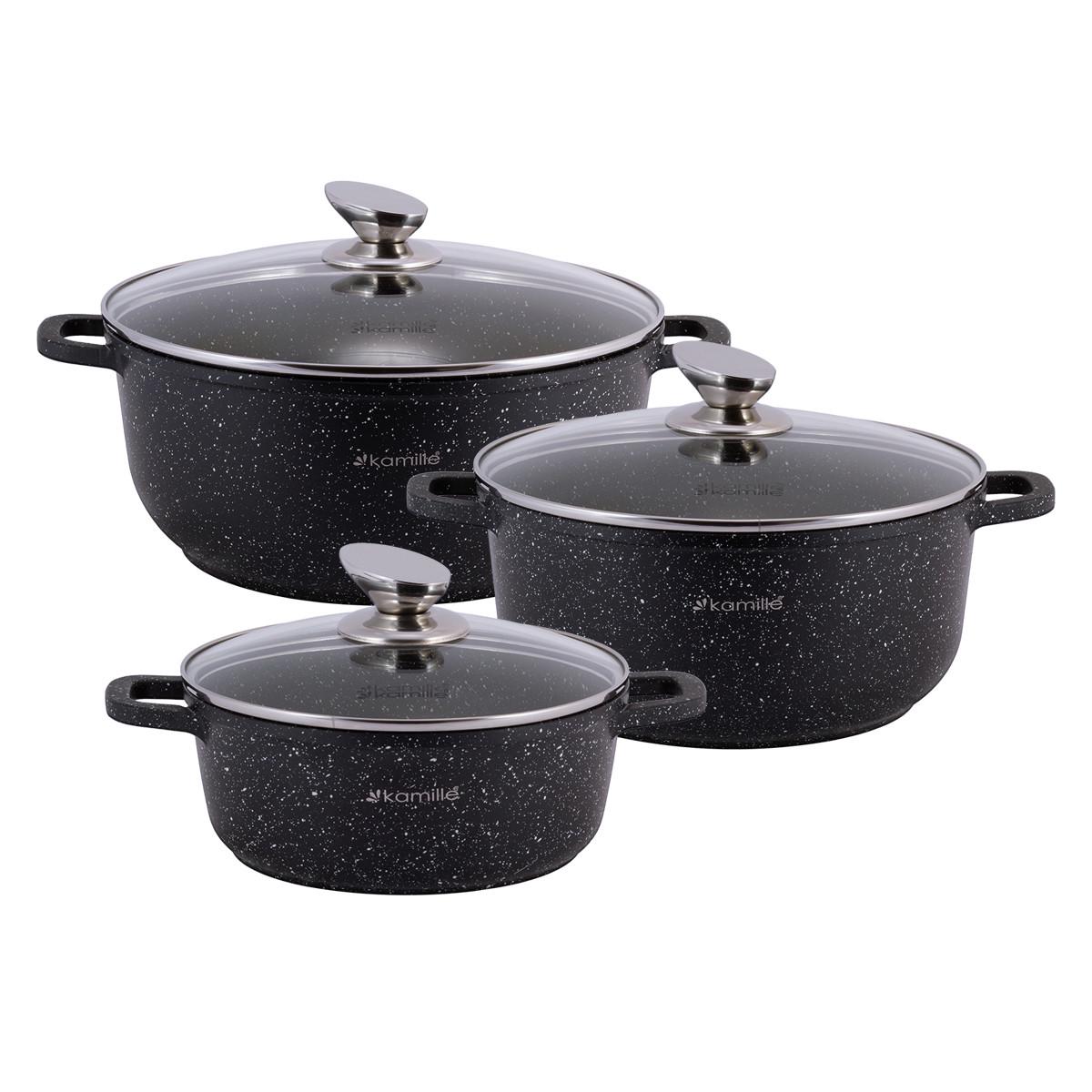 Набор кастрюль Kamille KM-4430 из литого алюминия 7 предметов для индукции и газа 2,3 л/4,5 л/6,5 л - фото 4 Набор кастрюль Kamille KM-4430 из литого алюминия 7 предметов для индукции и газа 2,3 л/4,5 л/6,5 л - фото 4
