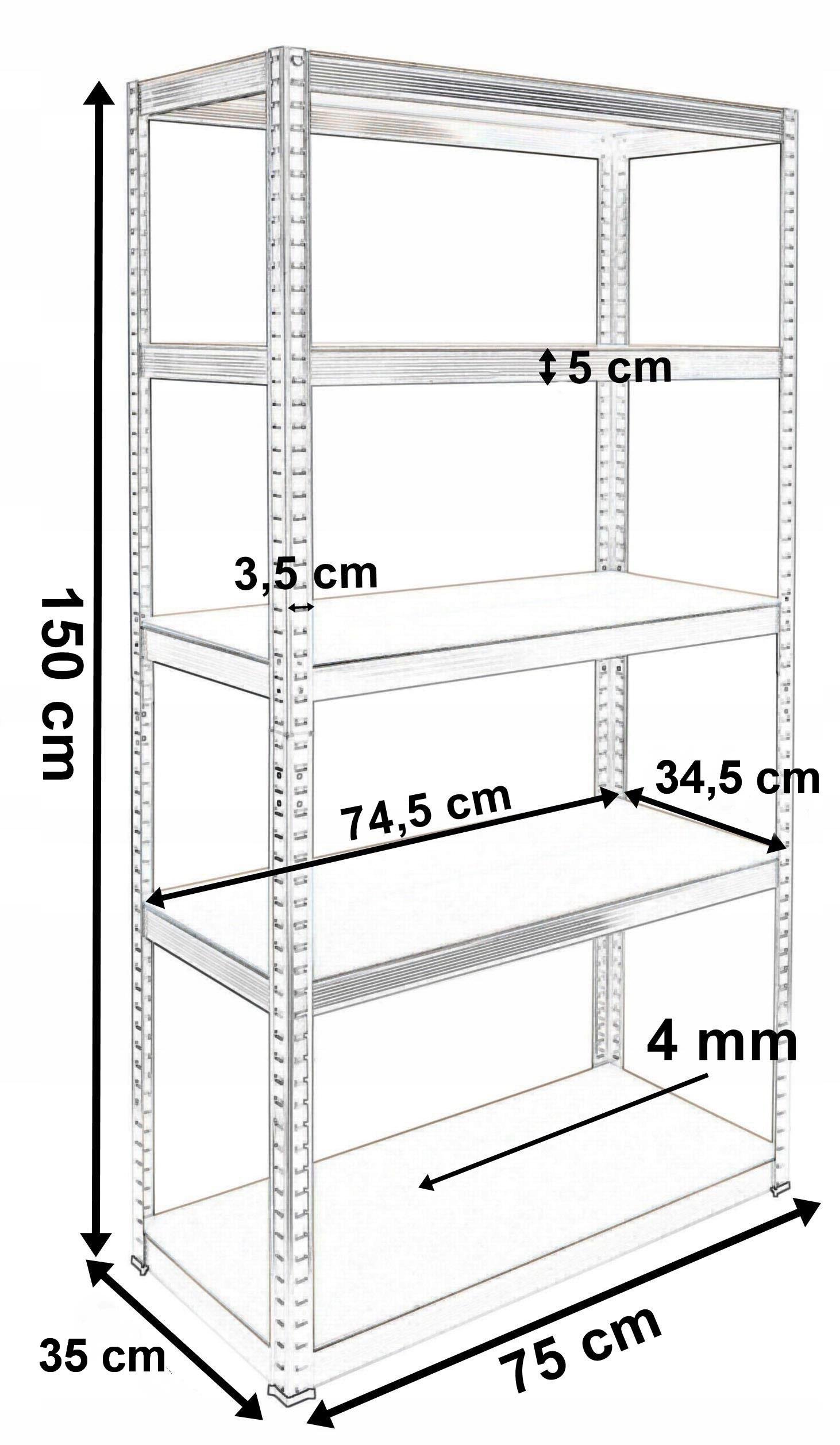 Стеллаж металлический Homart G150 150х75х35 см (9912) - фото 8