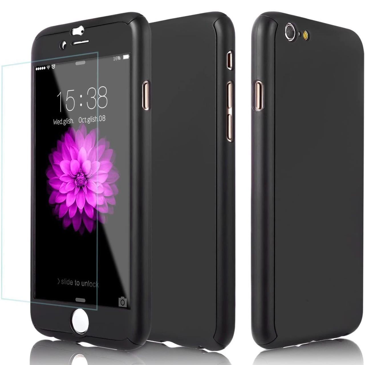Full Covered Case with Protective Glass for iPhone 7/8/SE, Black