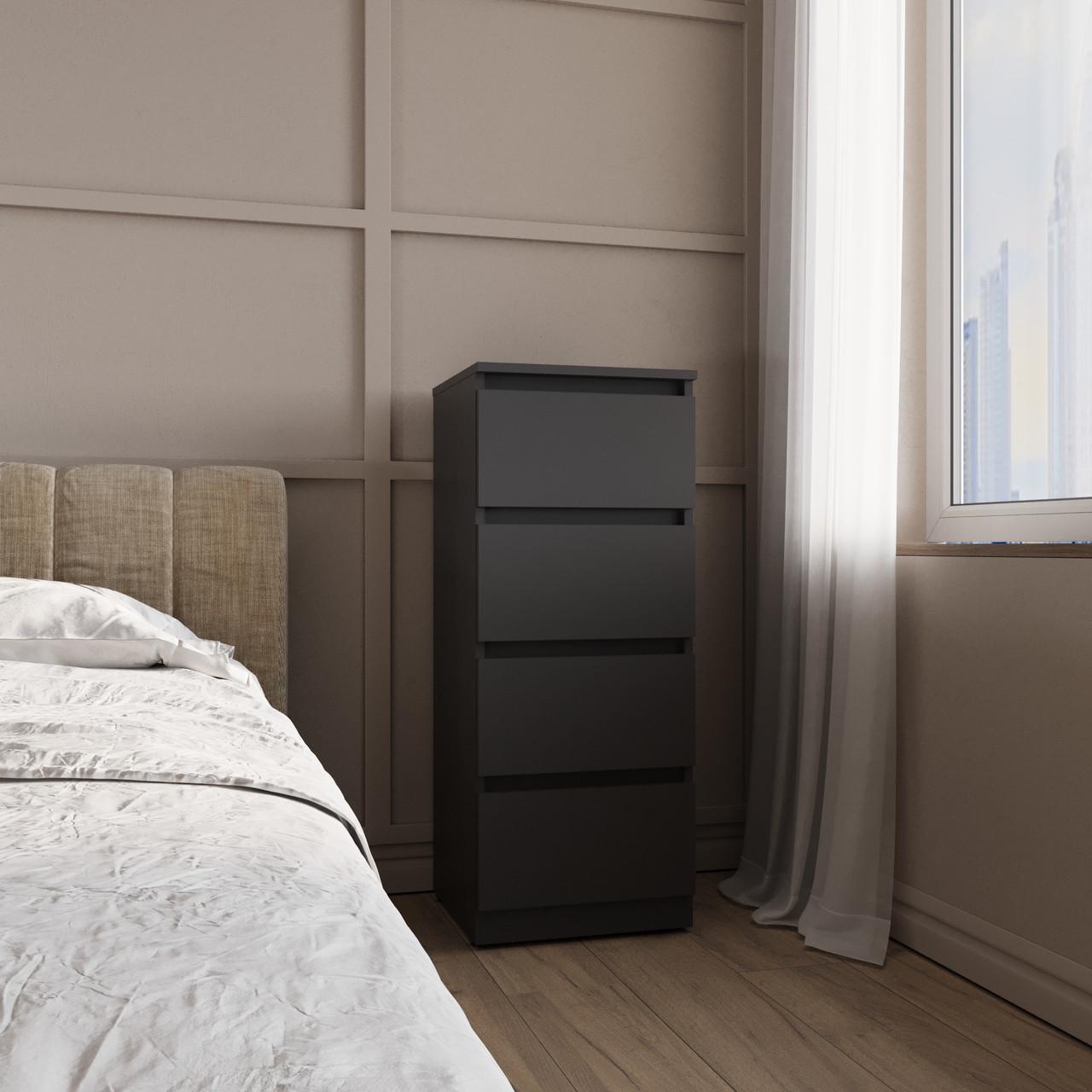 Комод MEBEX на 4 ящика 40х40х100 см Сірий темний (VM4B400DG) - фото 1