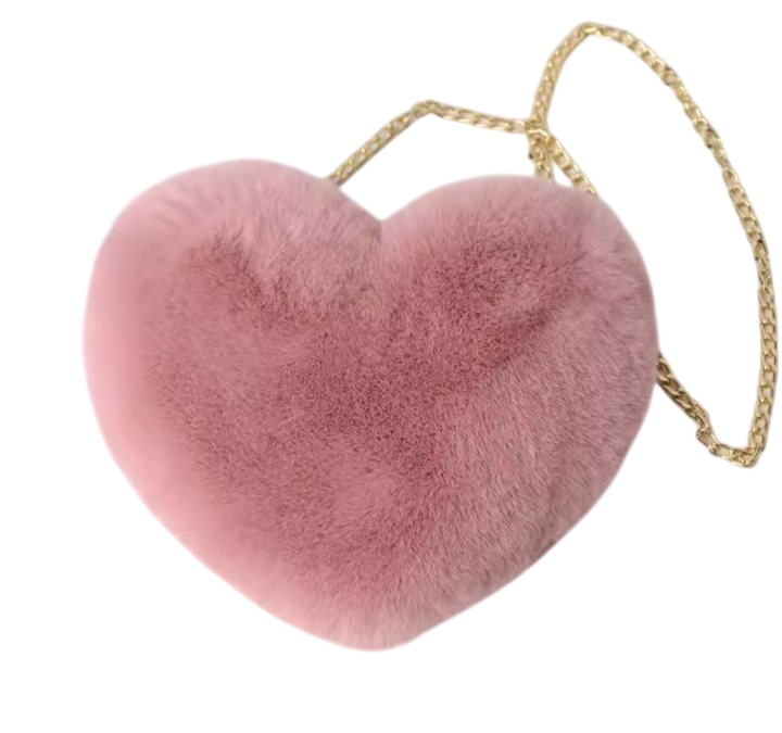 Сумка-клатч Сердце из искусственного меха 25х20 см Розовый (4053)