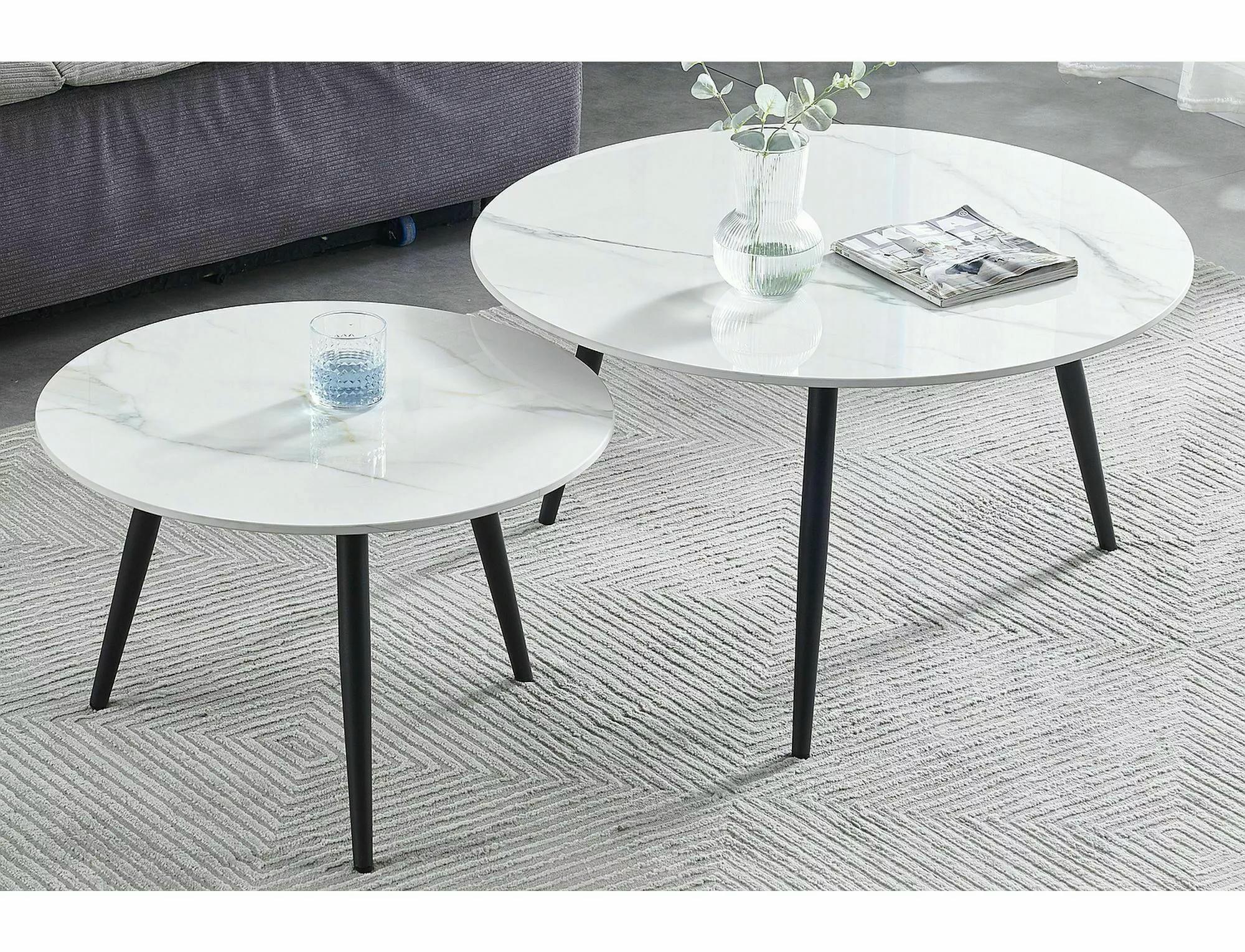 Журнальный столик Signal KORA D комплект 80/60 см Черный матовый/Белый (KORADBC) - фото 8 Журнальный столик Signal KORA D комплект 80/60 см Черный матовый/Белый (KORADBC) - фото 8