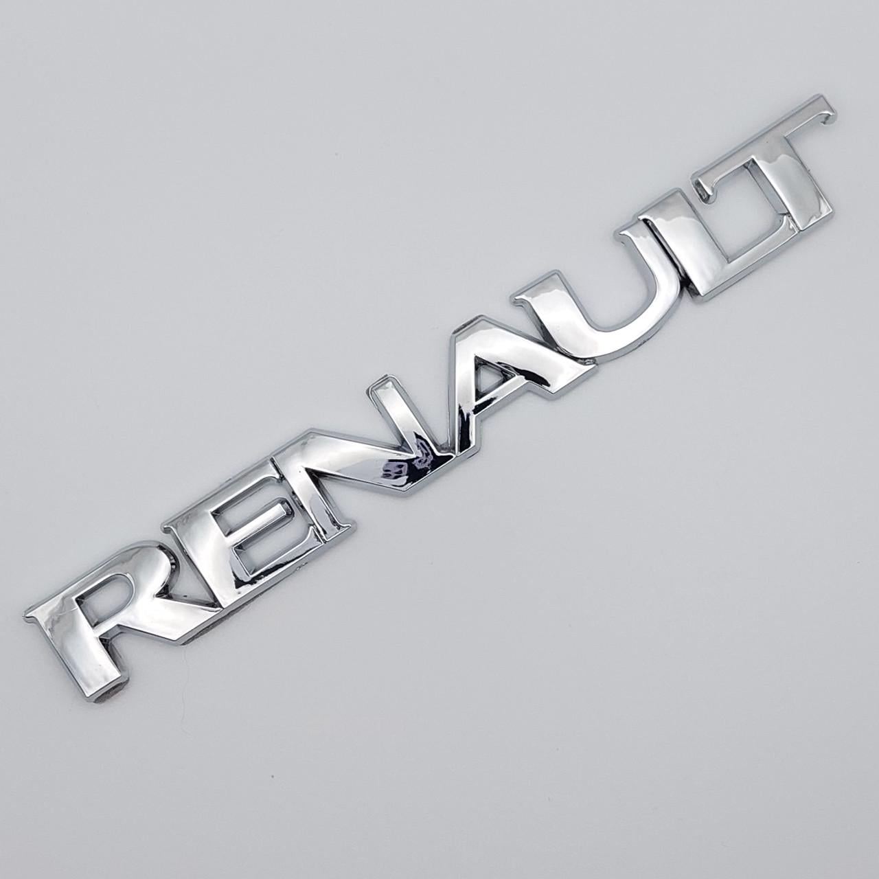 Эмблема надпись Renault на багажник металл 14х2 см Хром глянцевый (1704377605)