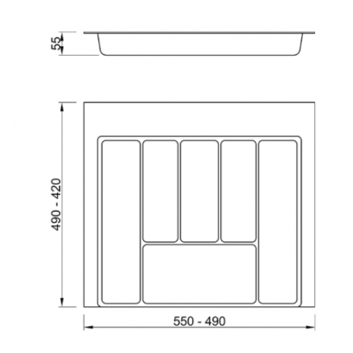 Лоток кухонний Muller для столових приладів 490x550x55 мм Білий матовий (714783) - фото 2