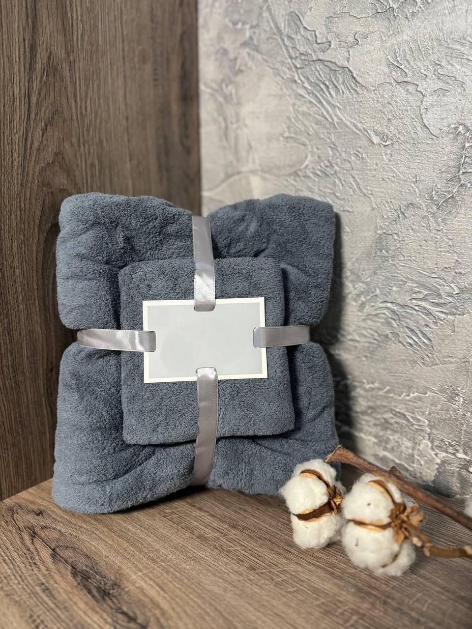 Набор полотенец Mallory Home из микрофибры 50х90+70х140 см 2 шт. Графитовый (AL-rushnik-2-02)