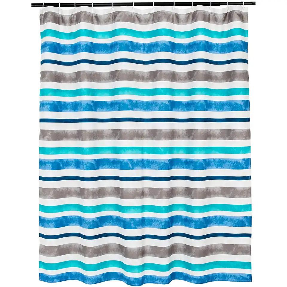 Шторка для ванны и душа водоотталкивающая Bathlux с кольцами в полоску 180х180 см Шторка для ванны и душа водоотталкивающая Bathlux с кольцами в полоску 180х180 см