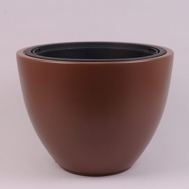 Горшок пластиковый Flora Heos с вкладом 39 см Коричневый (93265)