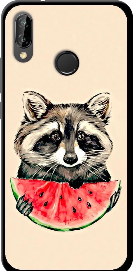 Чехол на Huawei P20 Lite Енотик с арбузом (4605b-1410-42517)