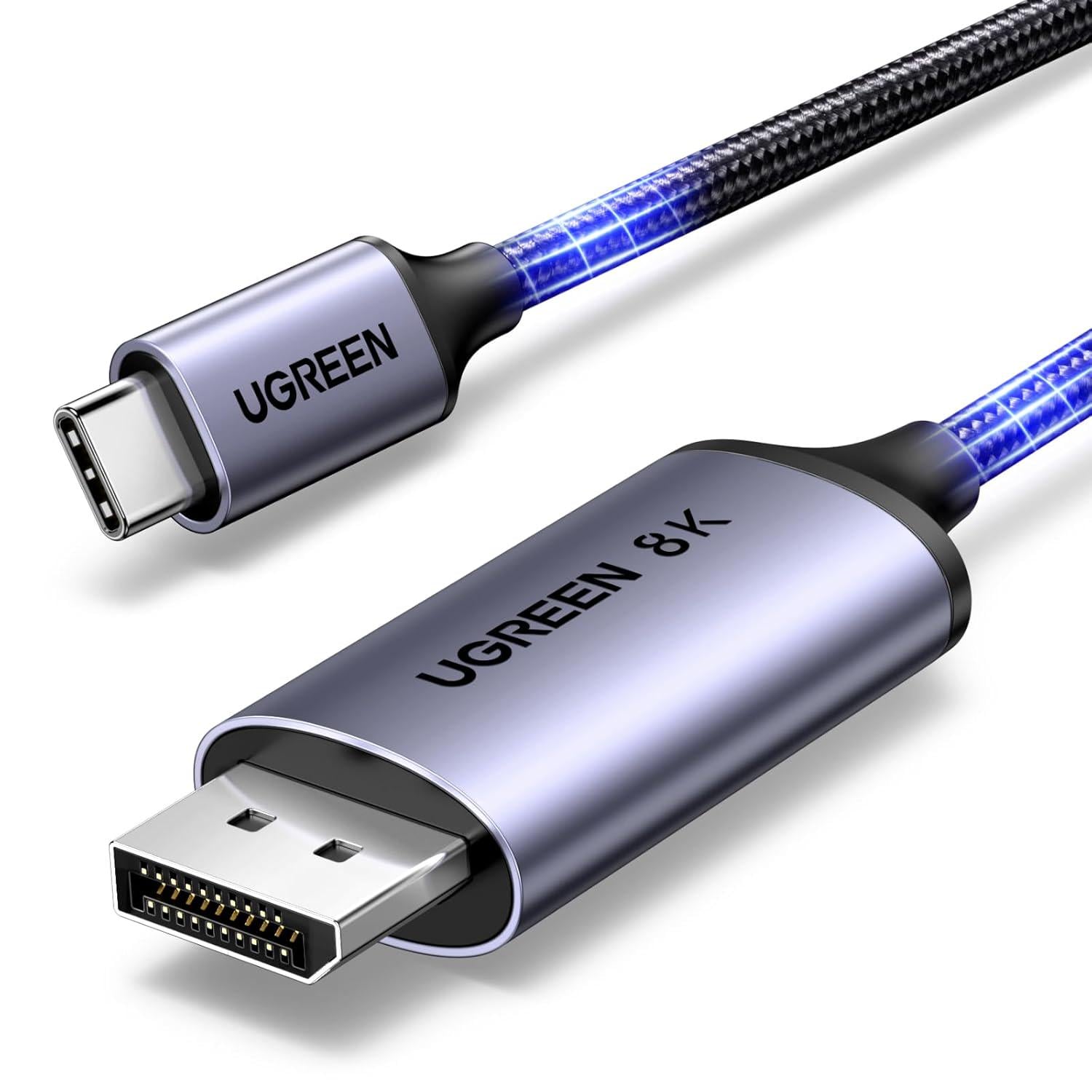 Видеокабель USB-C на DisplayPort UGREEN CM556 3 м DP 1.4 до 8K 60 Гц для USB-C с DP Alt Mode до 4K 240 Гц HDR G-Sync/FreeSync Черный (25839)