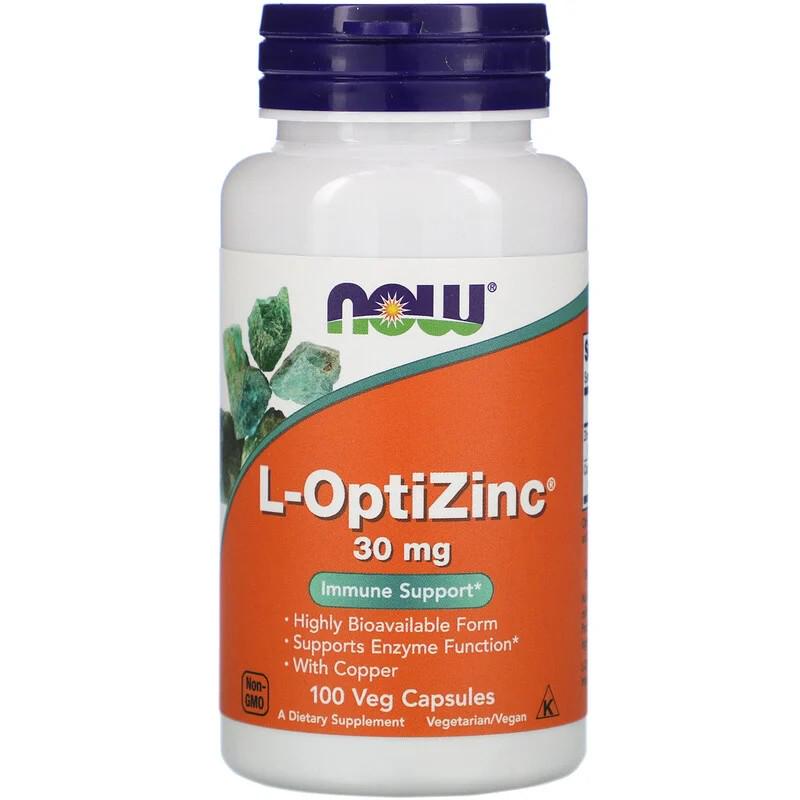 Вітаміни Now Foods L-OptiZinc 30 мг 100 капсул