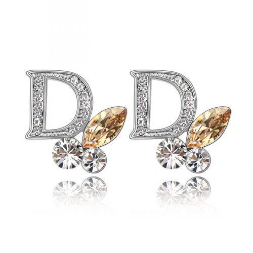 Серьги с кристаллами Сваровски Showfay 1162545 Белый/Медовый