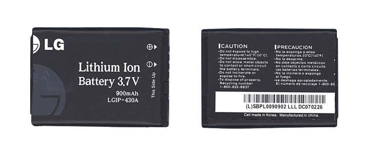 Аккумулятор для смартфона LG LGIP-410A KF510 3,7V 900 mAh 3,4 Wh Black