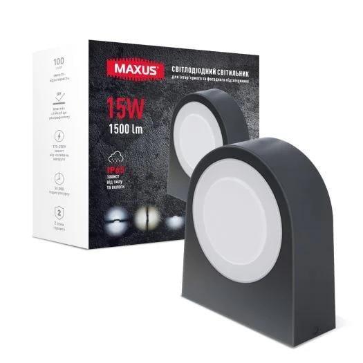 LED-світильник фасадний Maxus General MWL 15W 3CCT IP65 Black (28685695)