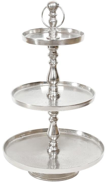 Блюдо фуршетное стойка Amber 3 яруса металл Ø 25/Ø 35/Ø 45х75 см Серебристый (32326424)