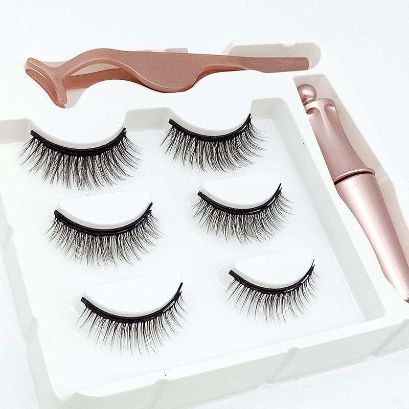 Набор магнитных ресниц с водостойкой подводкой и пинцетом для легкого крепления 3 паров (U9448)