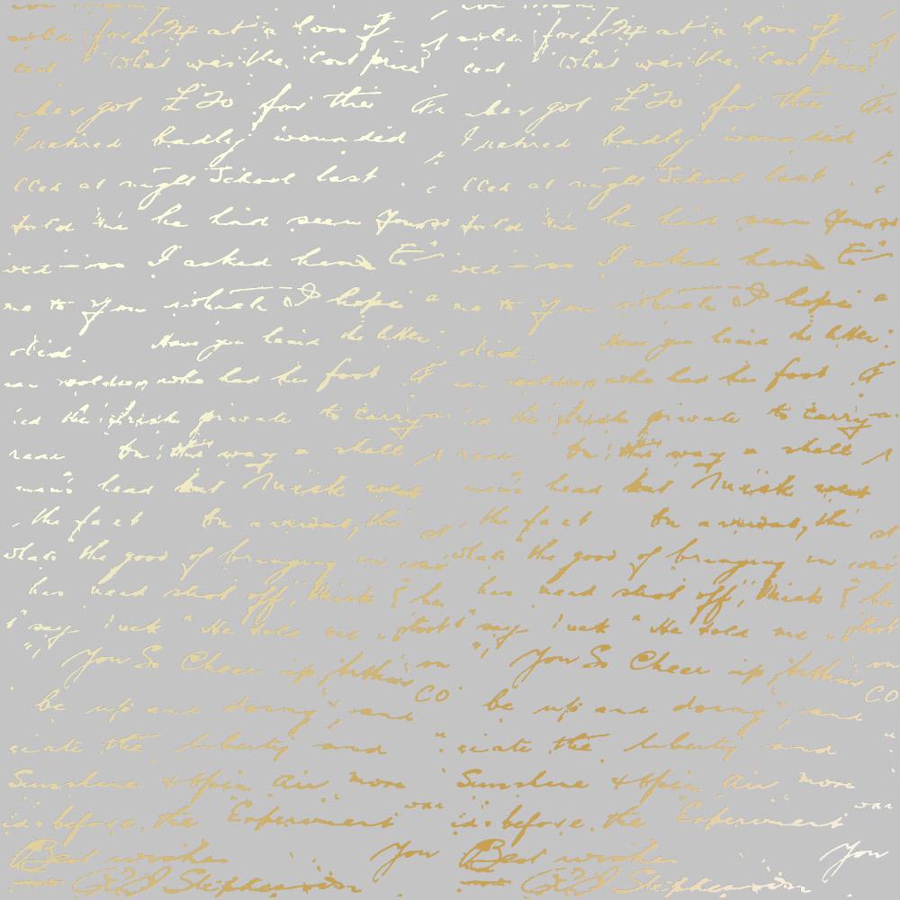 Лист бумаги односторонний Golden Text с фольгированием 30,5х30,5 см Gray