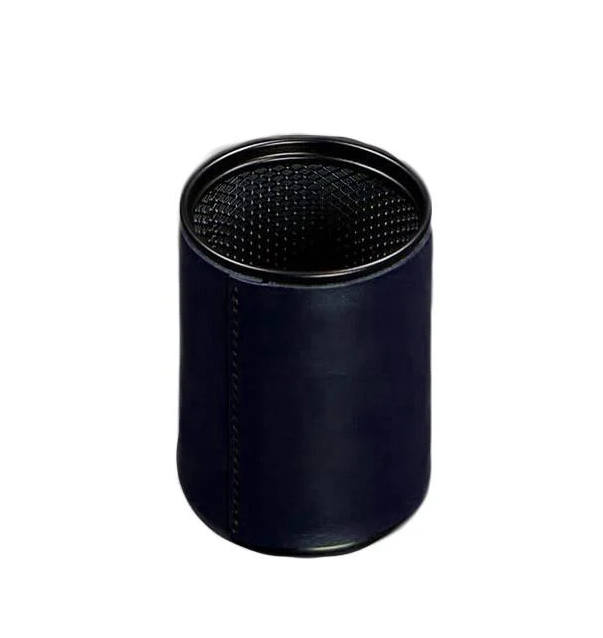 Стакан для ручек в кожаном чехле краст Темно-синий (A-027819) Стакан для ручек в кожаном чехле краст Темно-синий (A-027819)