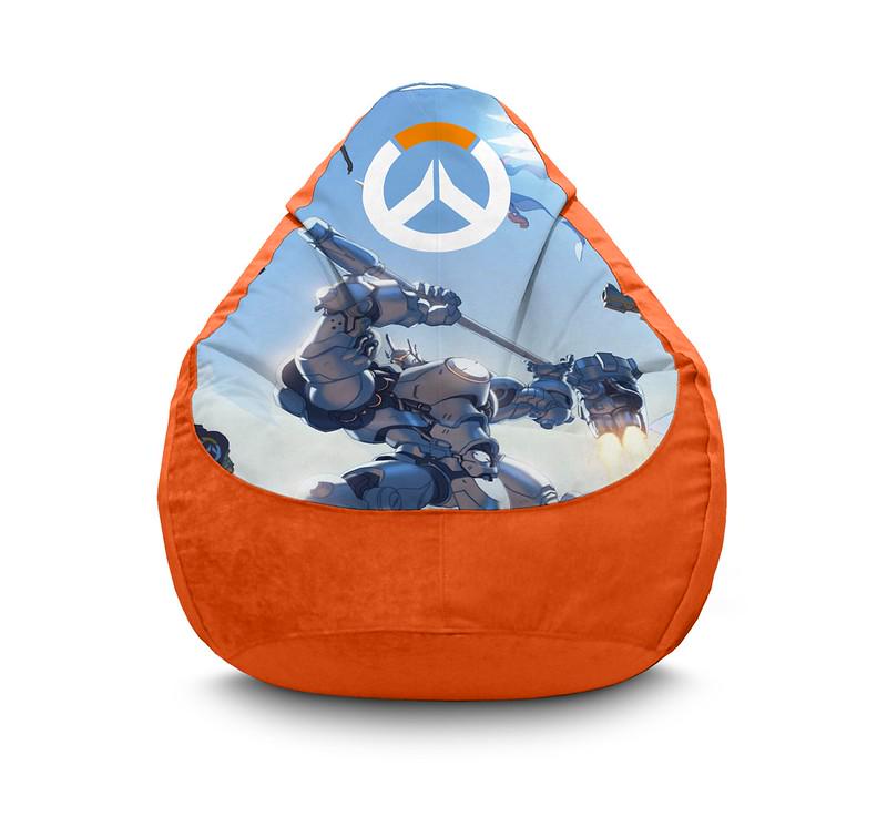 Крісло мішок iPuff Overwatch Reinhardt Флок XL 80x110 см Помаранчевий