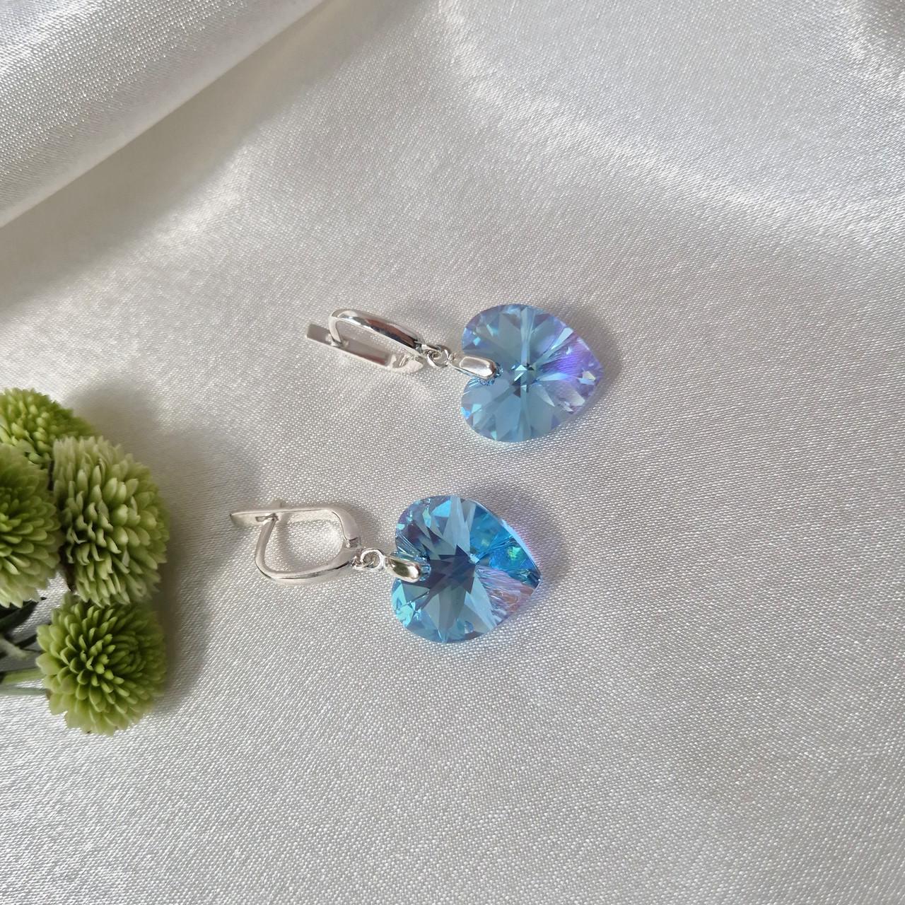 Сережки з підвіскою серце камінь сваровськи срібло 925 проби 7,80 г (56228-18) - фото 7 Сережки з підвіскою серце камінь сваровськи срібло 925 проби 7,80 г (56228-18) - фото 7