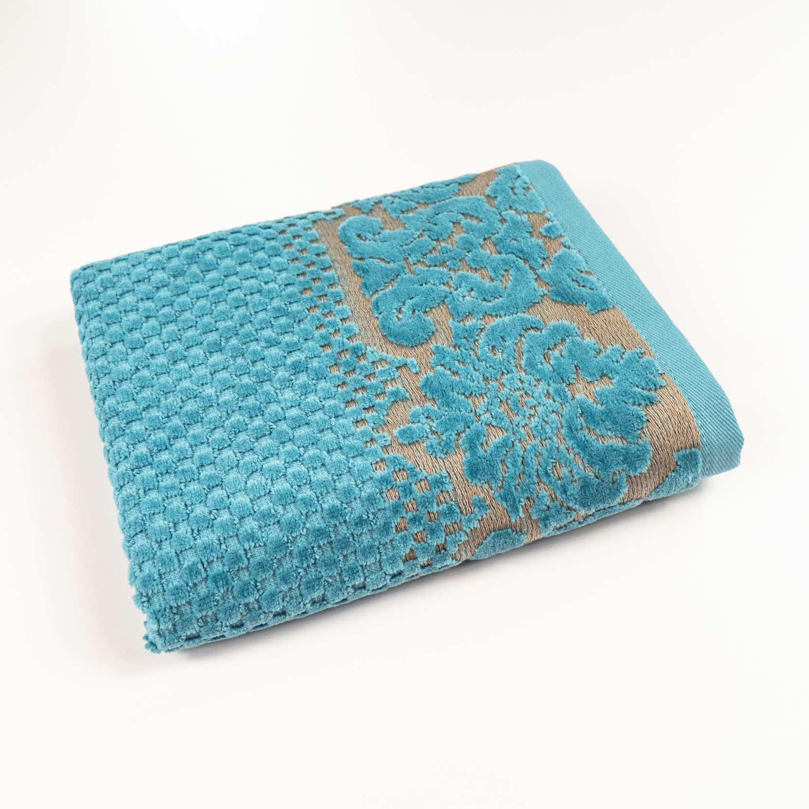 Полотенце для лица и рук Damask жаккардовое с велюром 40x70 см Изумрудный (550-dv-70-Emerald)