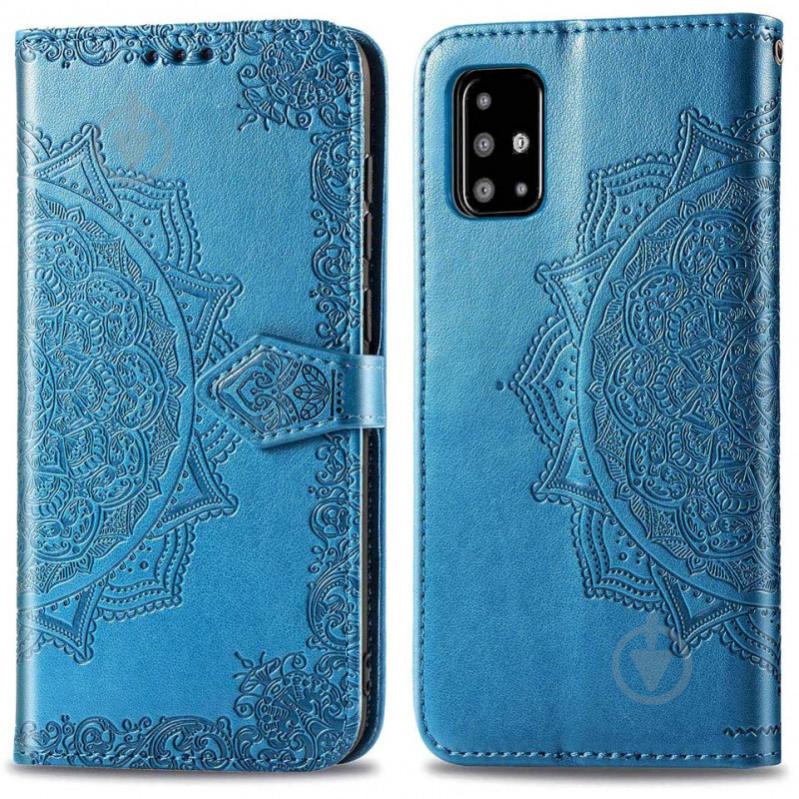 Кожаный чехол-книжка Epik Art Case с визитницей для Samsung Galaxy A71 Синий (883691)