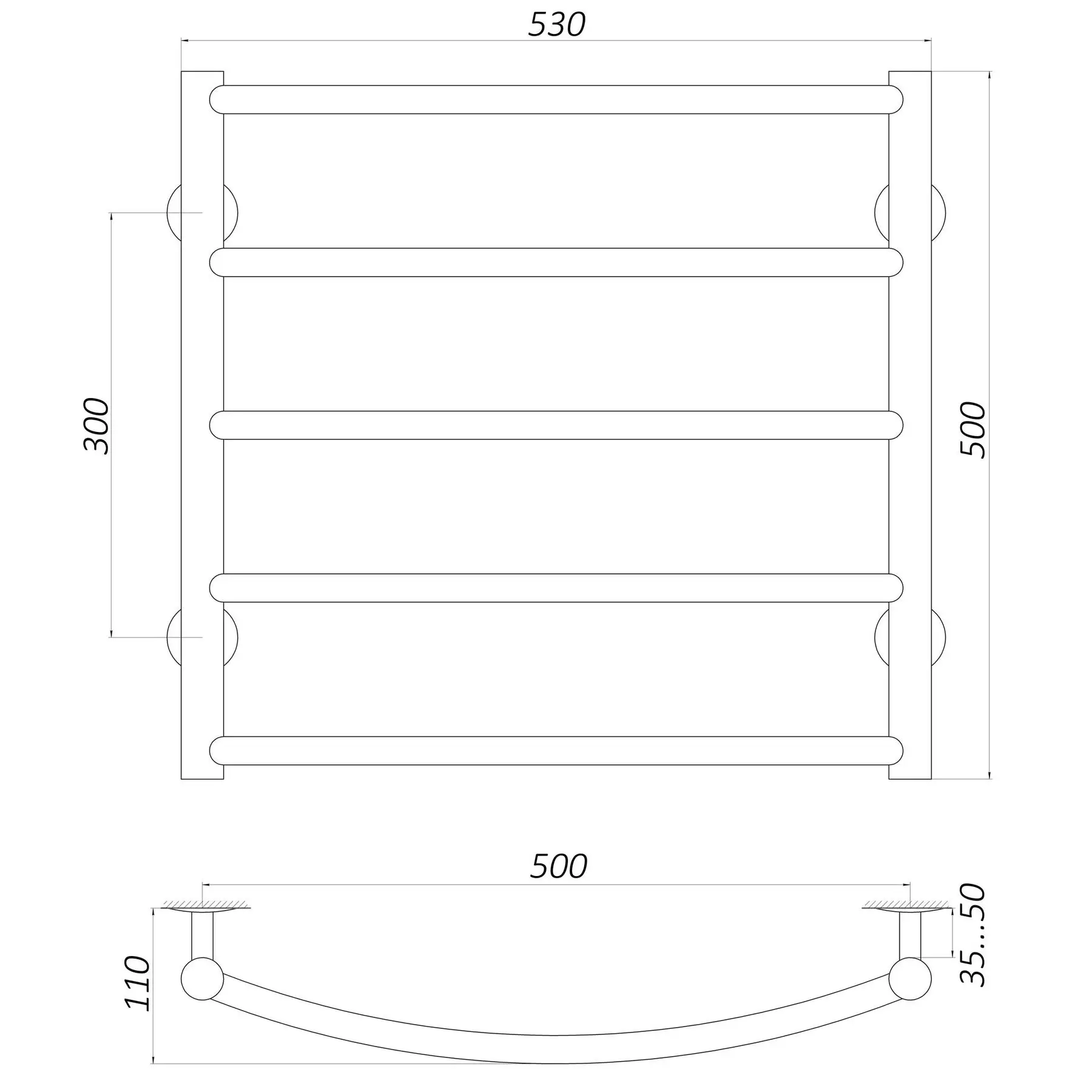 Рушникосушарка водяна UNIO LD W 500-500-5 драбинка дуга (GSR-000020652) - фото 4