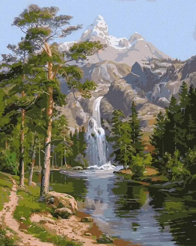 Картина по номерам Rainbow Art Горный водопад 40x50 см без коробки (BK-GX7364)