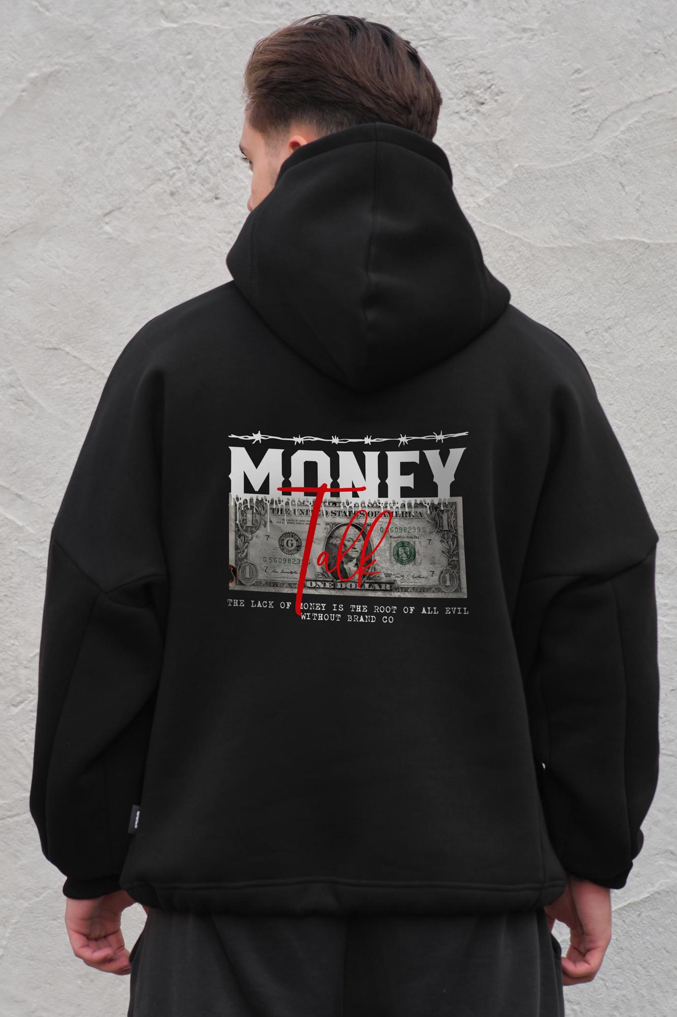 Худи на флисе Without с капюшоном и принтом Talk оверсайз Black (8055556) Худи на флисе Without с капюшоном и принтом Talk оверсайз Black (8055556)