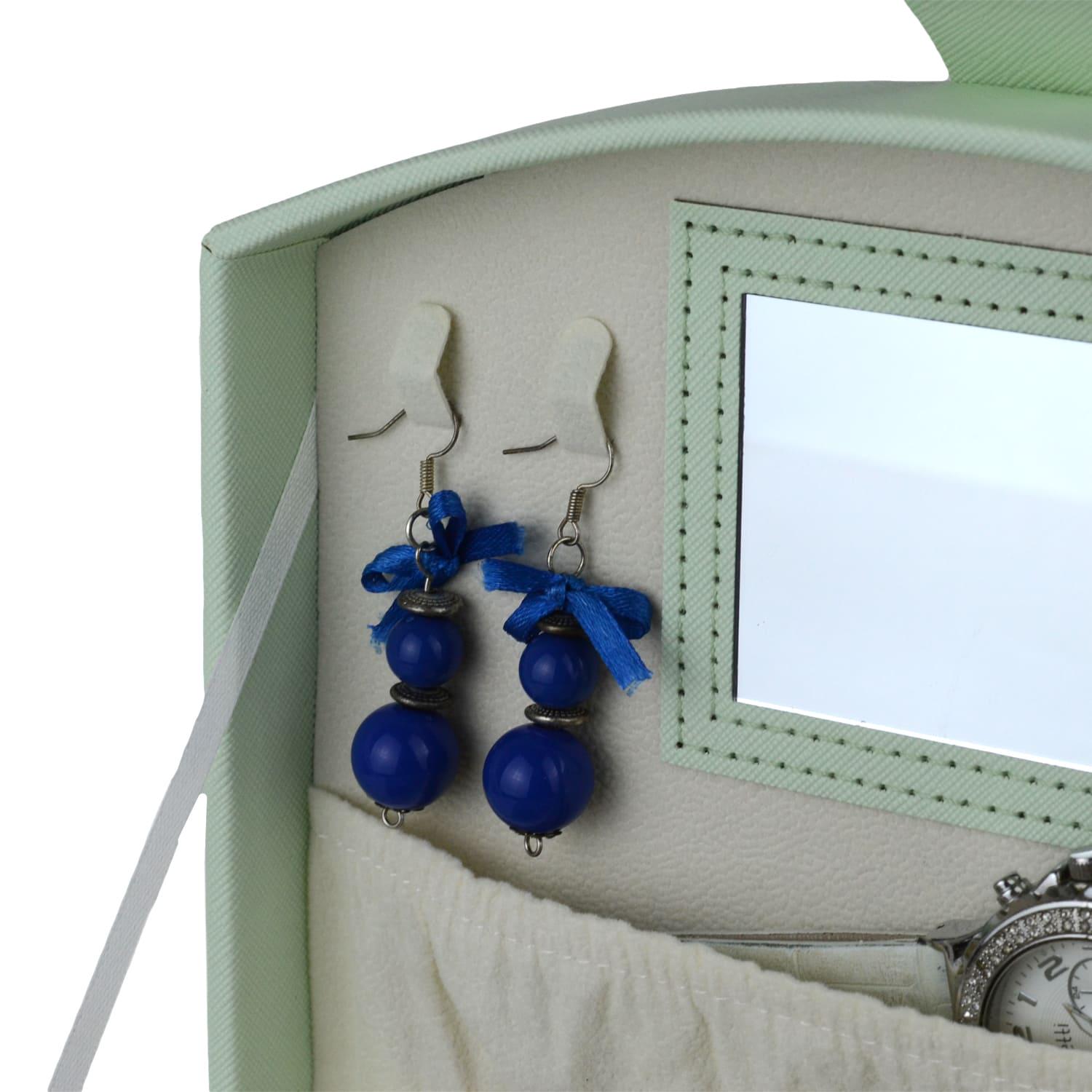 Шкатулка для украшений с зеркалом 20,5х15,5х10 см Зеленый (ШДД-23-2) - фото 6 Шкатулка для украшений с зеркалом 20,5х15,5х10 см Зеленый (ШДД-23-2) - фото 6