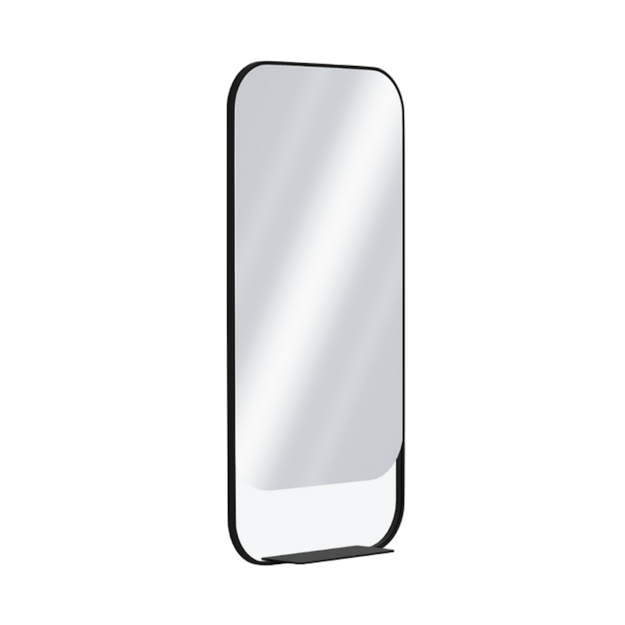 Дзеркало з полицею Excellent Mila Light 100х50 см з підігрівом і світлодіодним освітленням, чорне