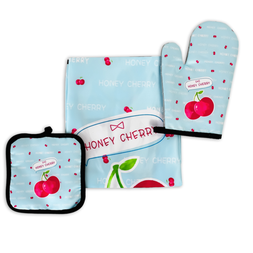 Кухонный набор Stenson R89670 Honey Cherry варежка/прихватка/фартук (33087996)