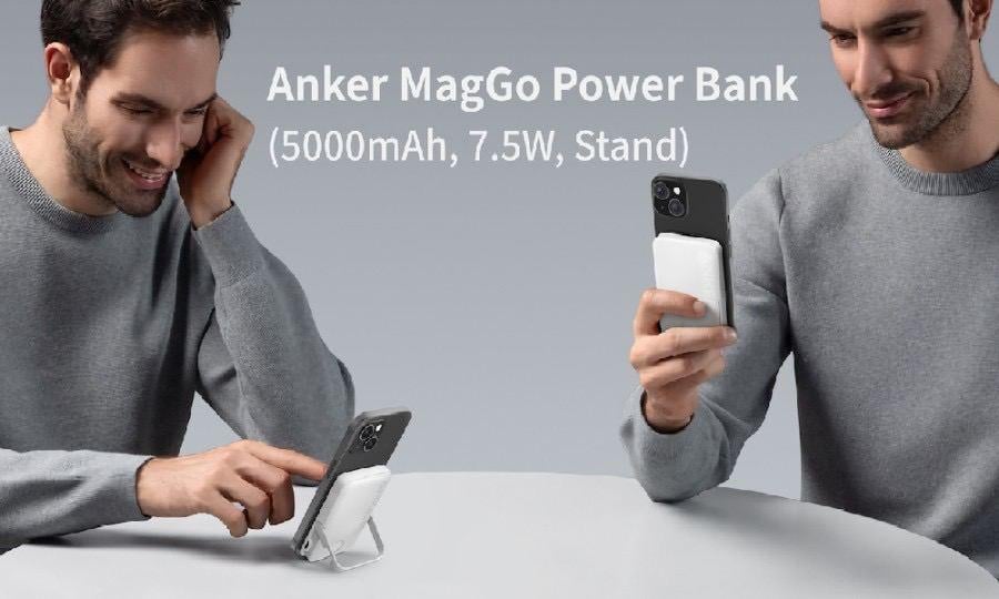 Повербанк магнітний Magsafe Anker A1618 5000 mAh для iPhone з підставкою для телефона Білий (26389475) - фото 10