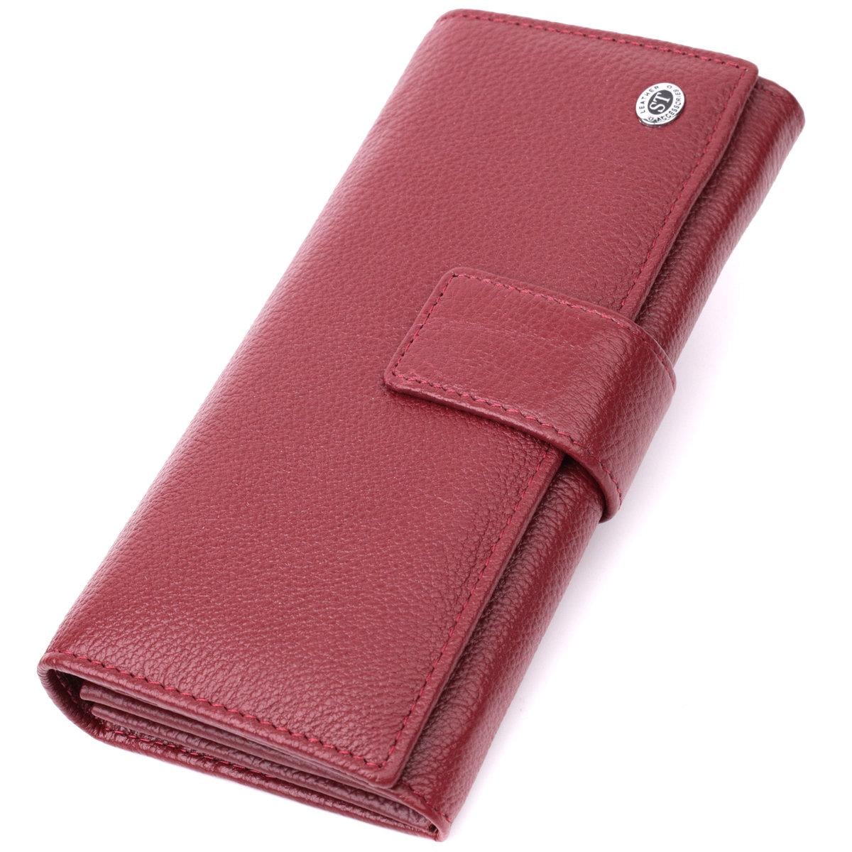 Кошелек женский ST Leather 22550 из натуральной кожи с четырьмя отделениями для купюр Бордовый (168-136-22550)