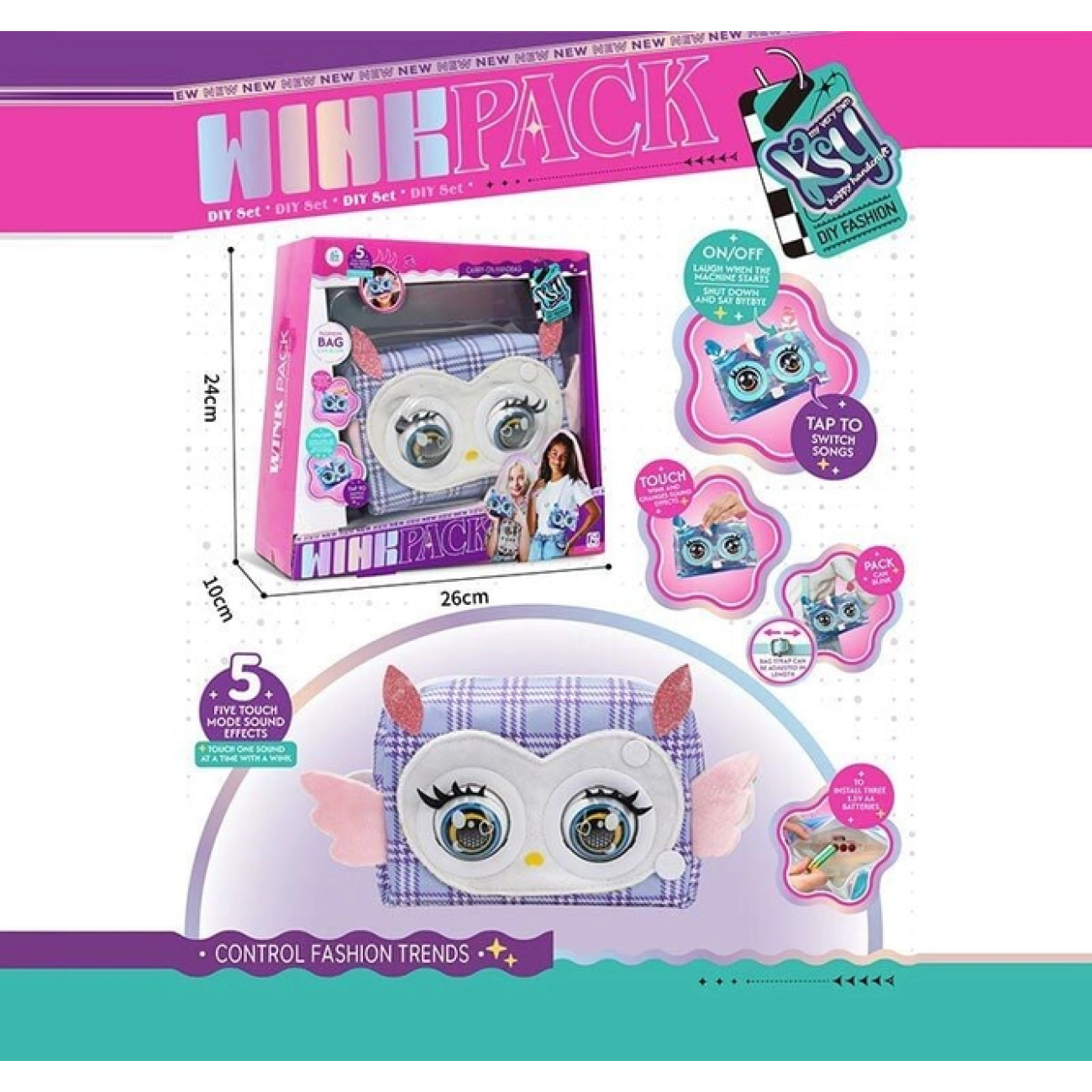 Детская сумочка интерактивная KSY958-5 с музыкой/звуковыми эффектами/LED-подсветкой и сенсорным реагированием (29041625) - фото 3