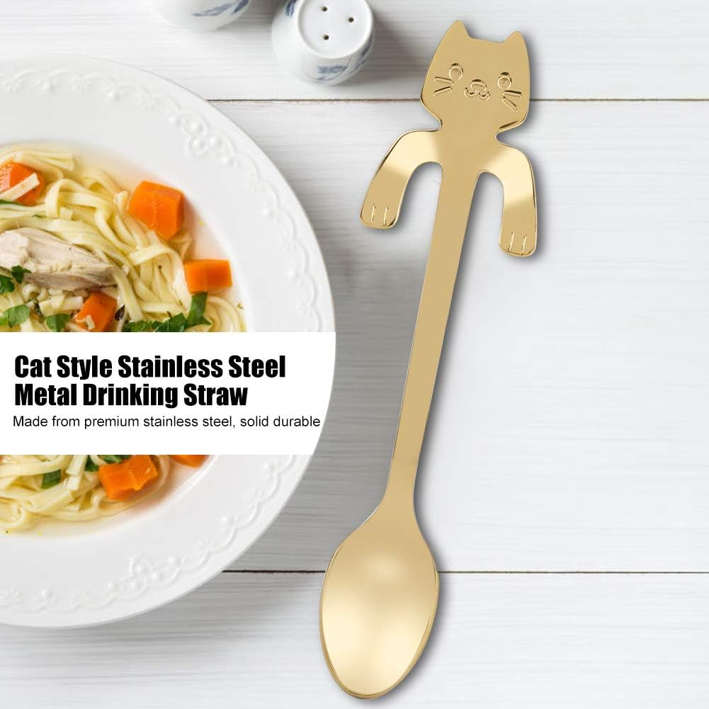 Чайная ложка с держателем на чашку в виде кота Золотистый (13949179) - фото 9