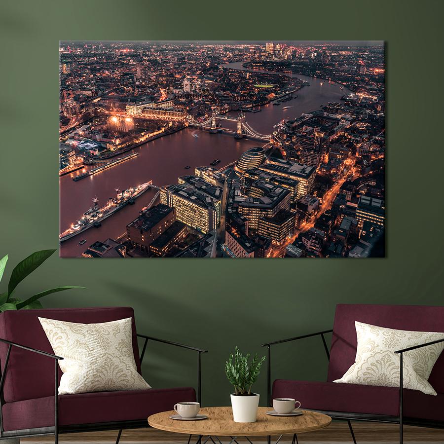 Картина город Великолепный вид на Лондон 80x54 см (A685-1)