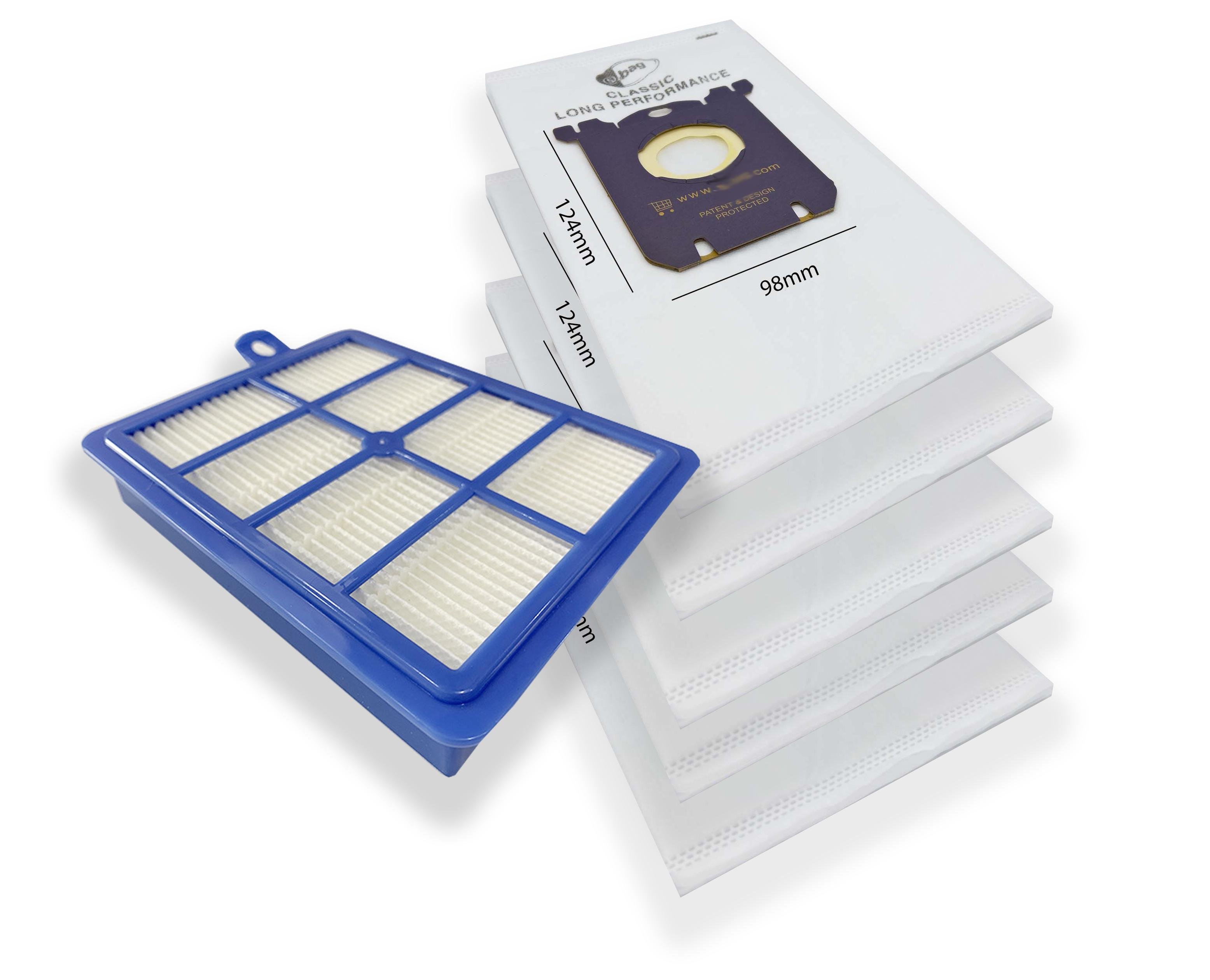 Комплект фильтр и 5 мешков совместимых с пилесосом Electrolux Philips FC9170 FC9174 FC9176 FC9060