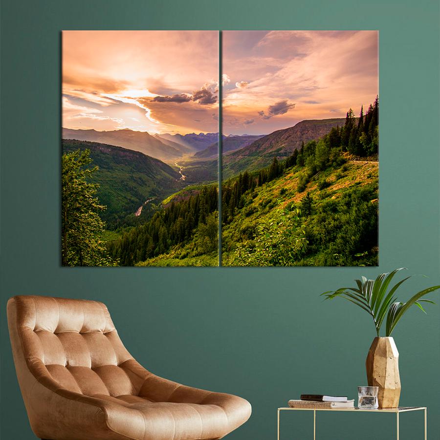 Картина природа Река среди зелёных гор 111x81 см (A1149-2)