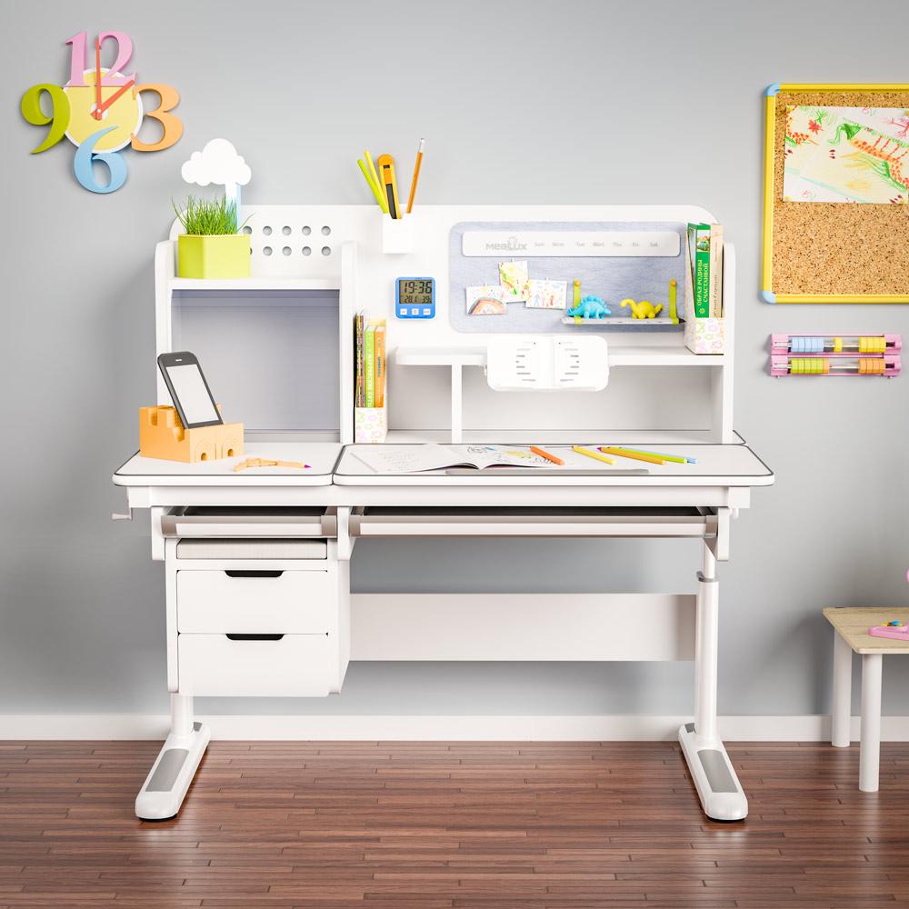 Парта трансформер шкільна ергономічна дитяча Mealux Winnipeg Multicolor Plus Білий/Сірий (BD-630 WG з тумбою) - фото 2 Парта трансформер шкільна ергономічна дитяча Mealux Winnipeg Multicolor Plus Білий/Сірий (BD-630 WG з тумбою) - фото 2