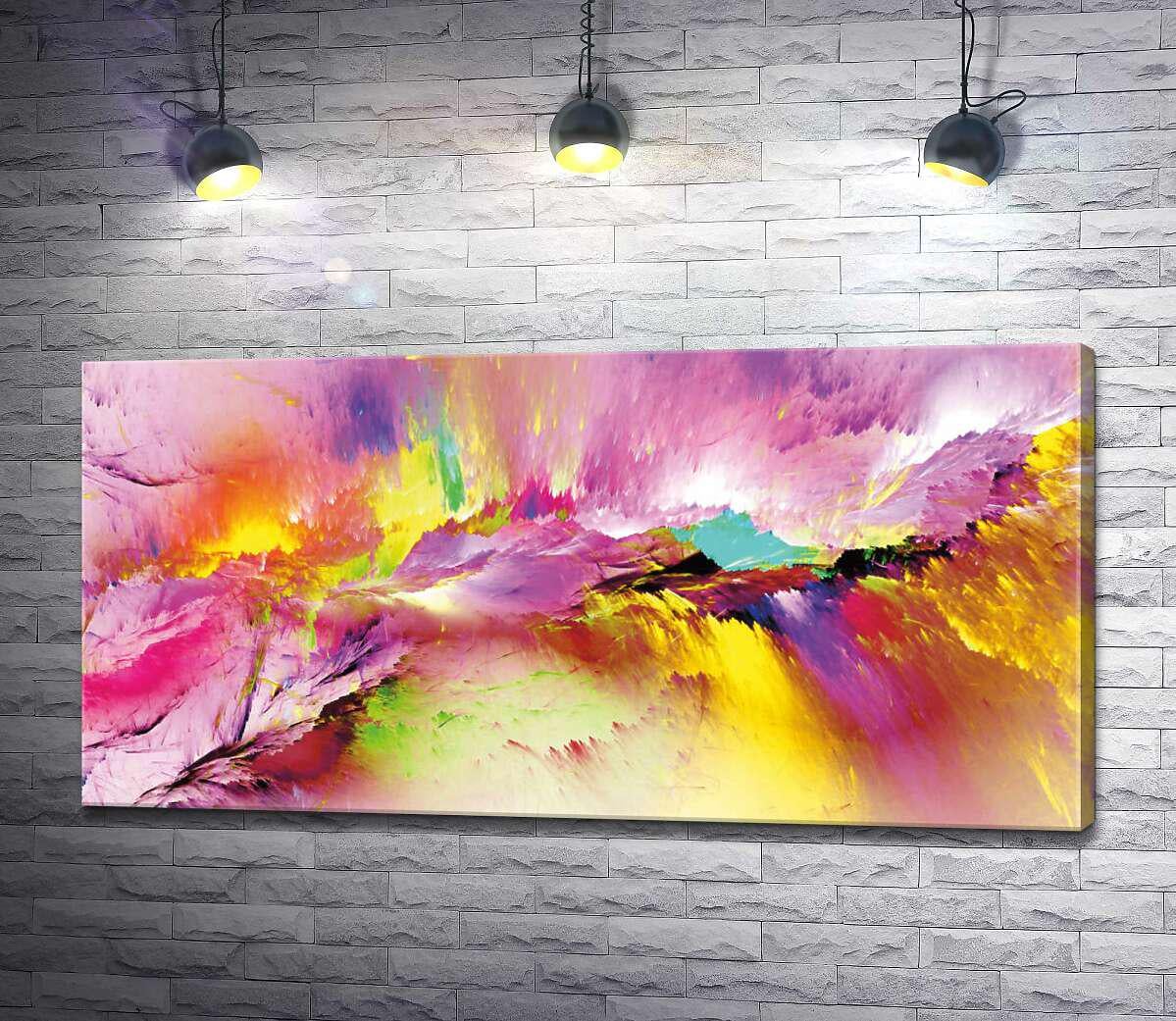 Картина ArtPoster Разноцветный взрыв с преобладающим розовым 130x65 см Модуль №1 (003800)