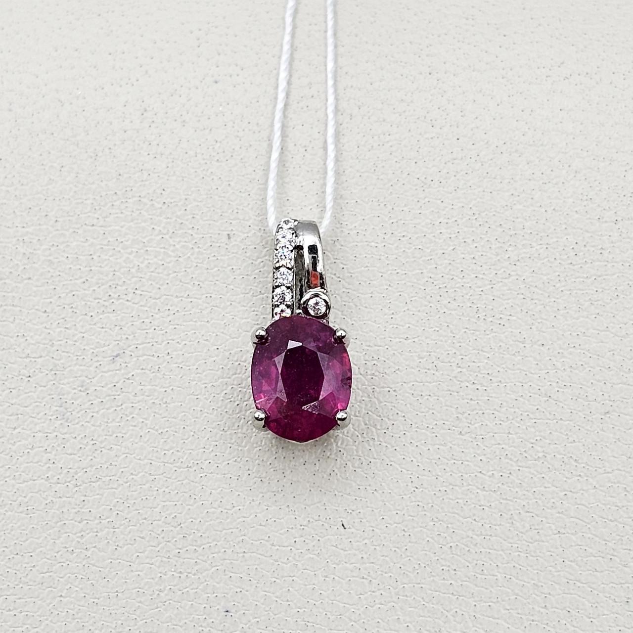 Серебряный кулон с рубином и кубическим цирконием 0,97 г (2810699280)